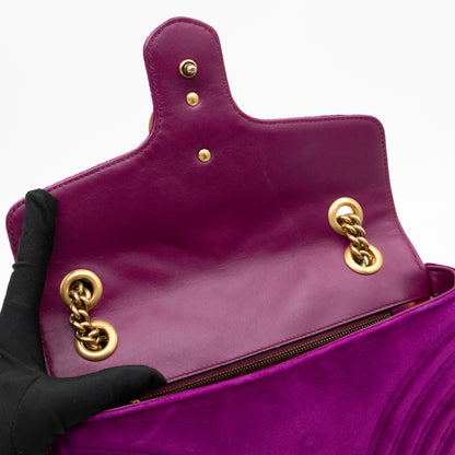 GG Marmont Flap Small Purple Velvet Aged Gold