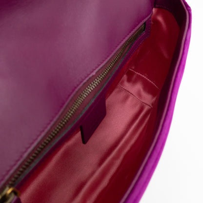 GG Marmont Flap Small Purple Velvet Aged Gold