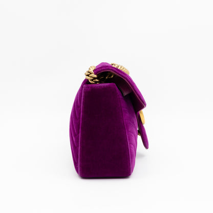 GG Marmont Flap Small Purple Velvet Aged Gold