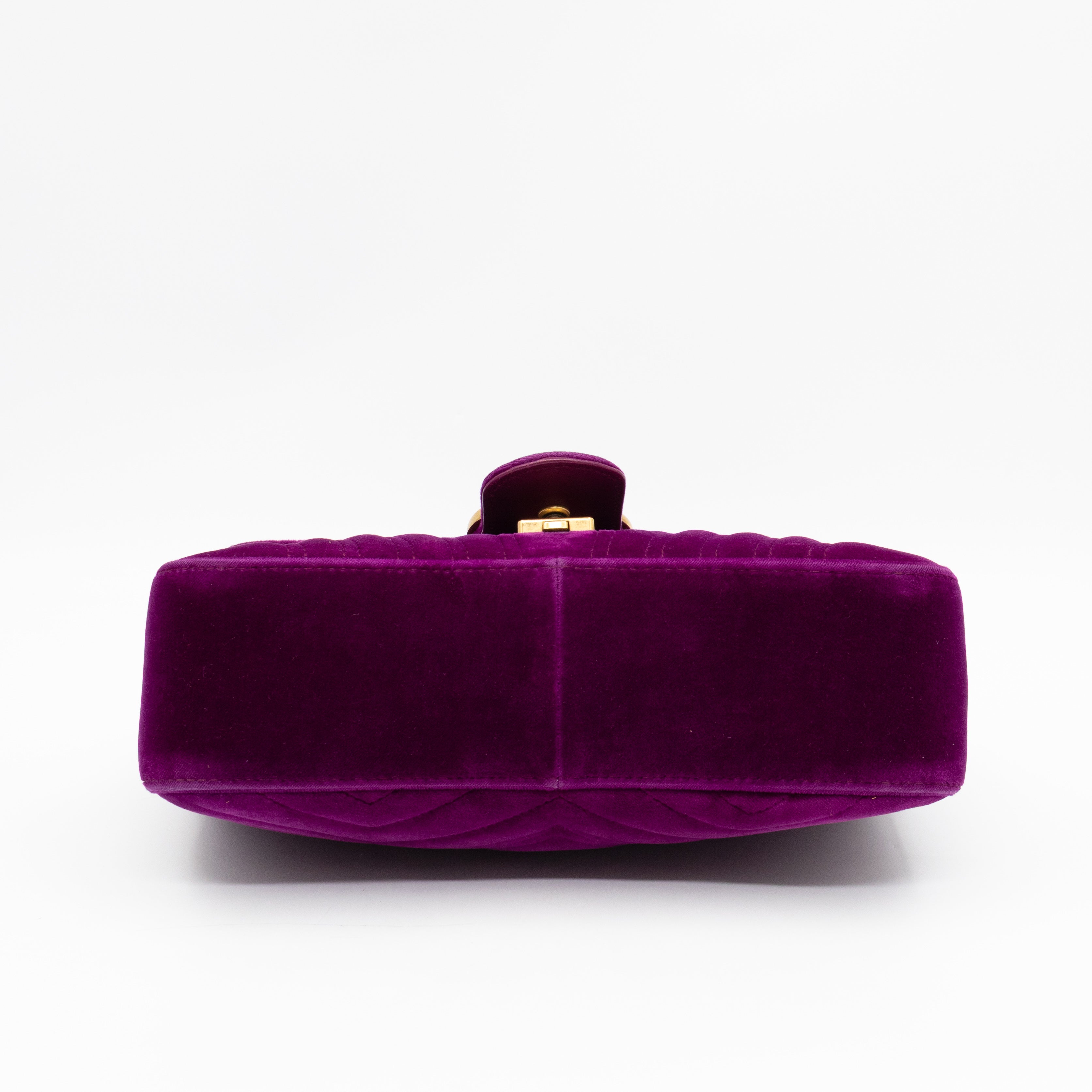 GG Marmont Flap Small Purple Velvet Aged Gold