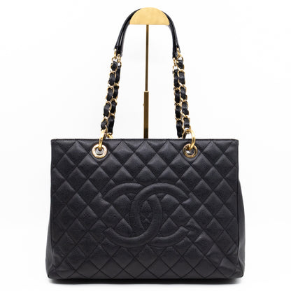 GST Grand Shopping Tote Black Caviar Gold