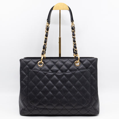 GST Grand Shopping Tote Black Caviar Gold