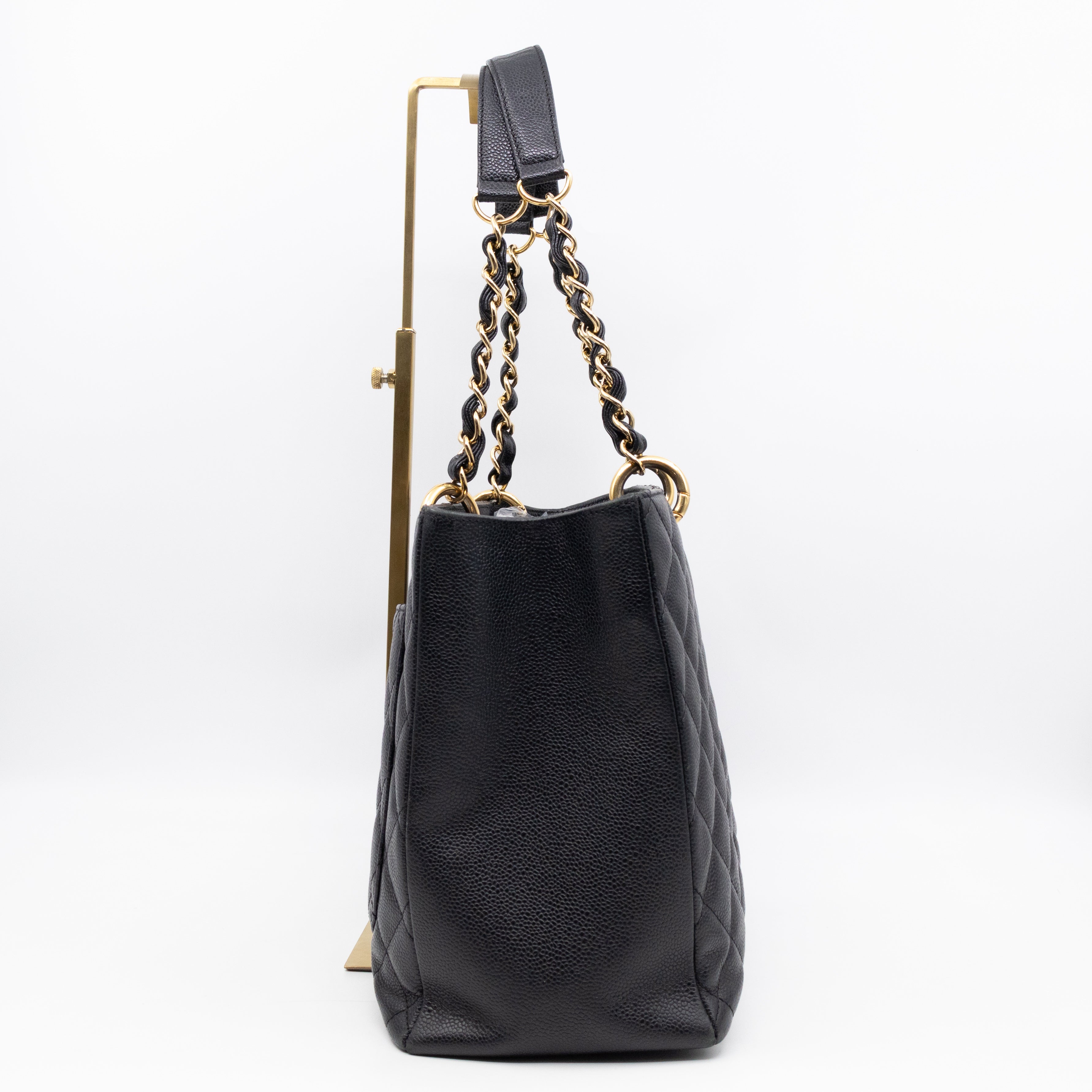 GST Grand Shopping Tote Black Caviar Gold