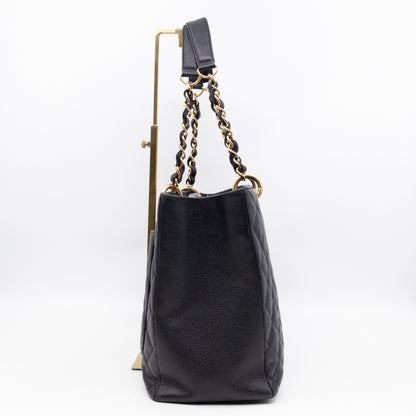 GST Grand Shopping Tote Black Caviar Gold