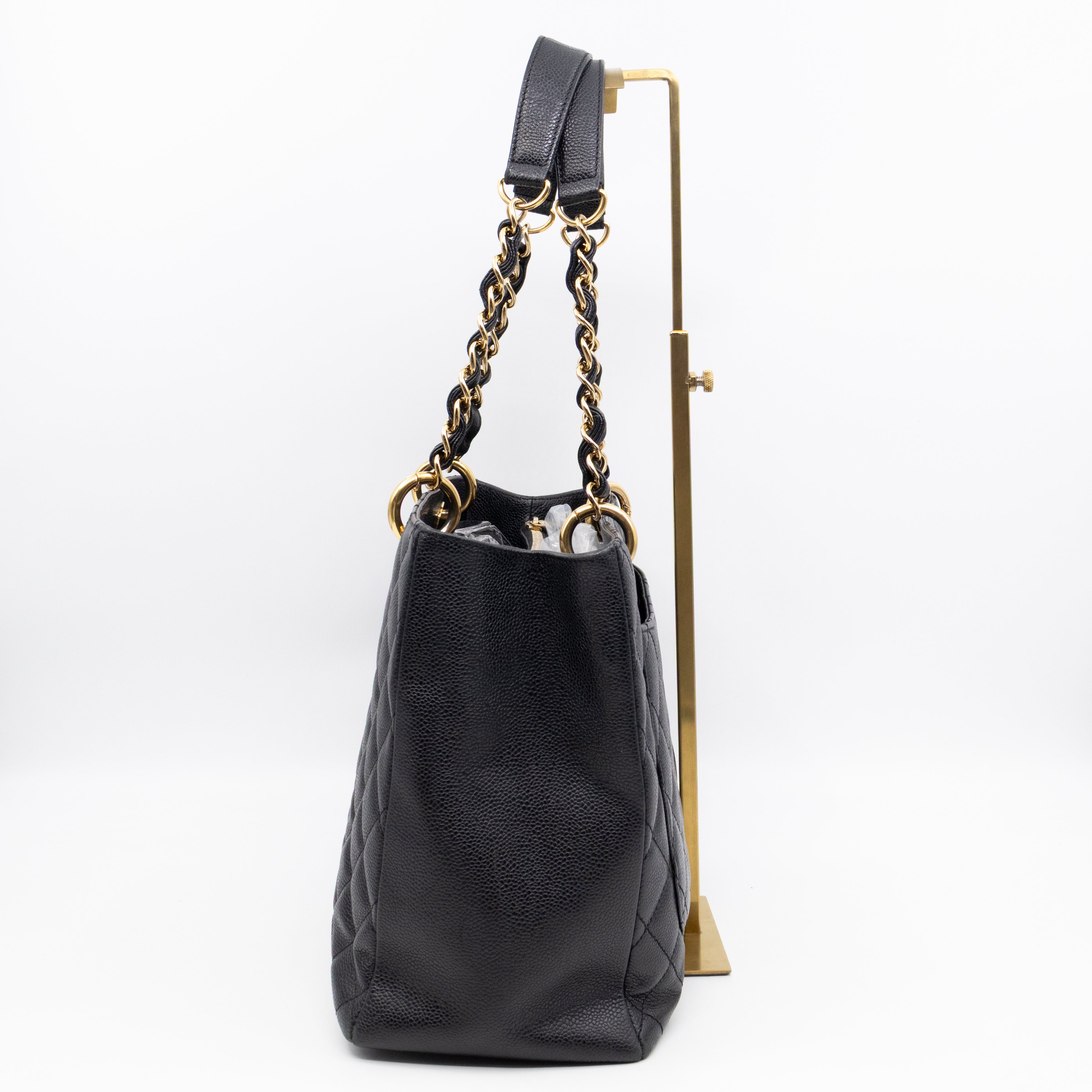GST Grand Shopping Tote Black Caviar Gold