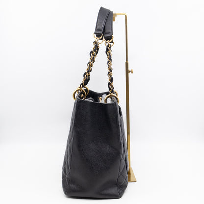 GST Grand Shopping Tote Black Caviar Gold