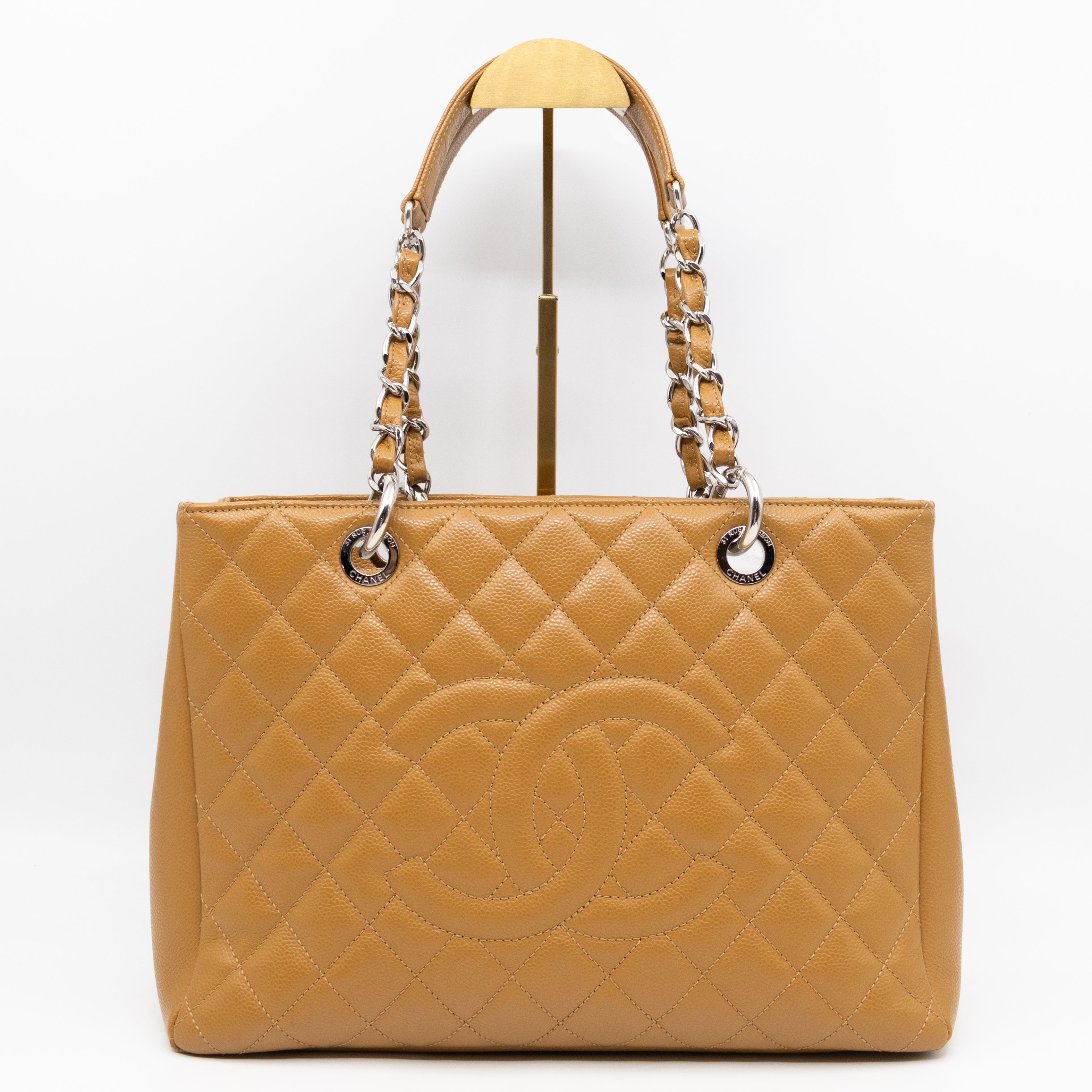 GST Grand Shopping Tote Dark Beige Caviar Silver