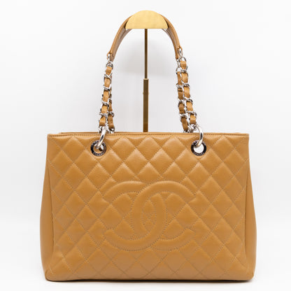 GST Grand Shopping Tote Dark Beige Caviar Silver
