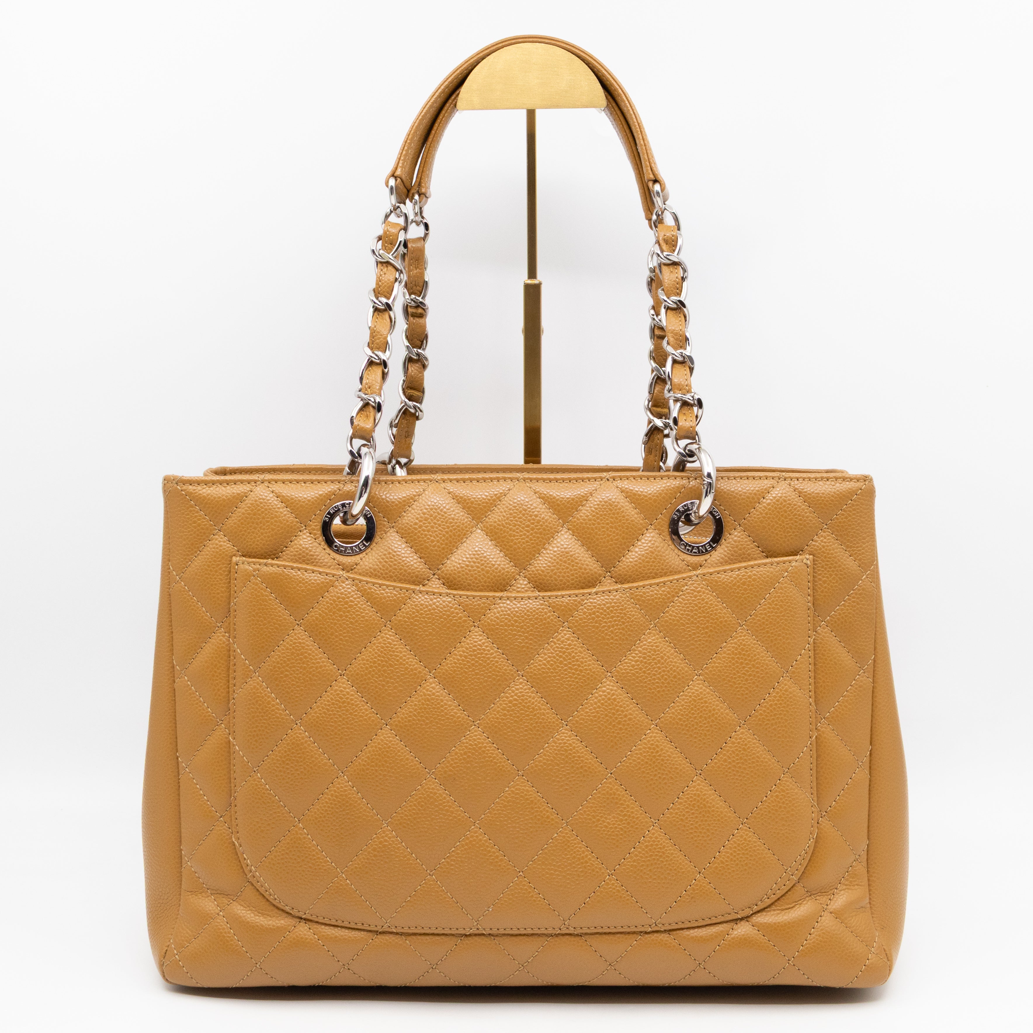 GST Grand Shopping Tote Dark Beige Caviar Silver