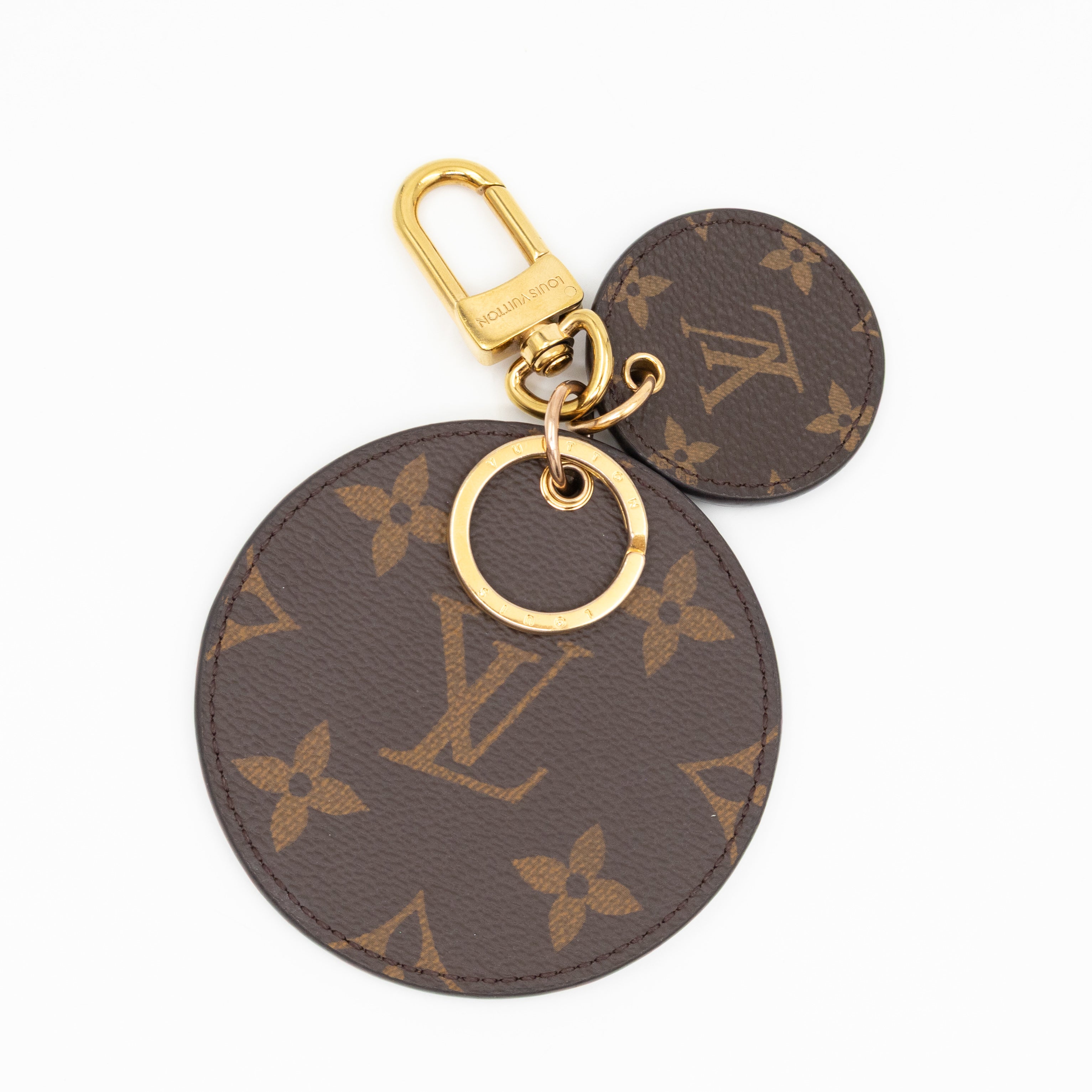 Round Bag Charm & Key Holder Monogram Reverse