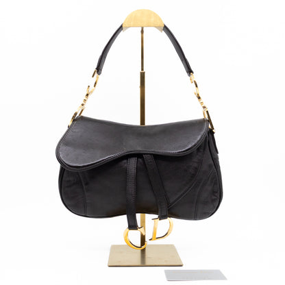 Double Saddle Bag Dark Brown Leather