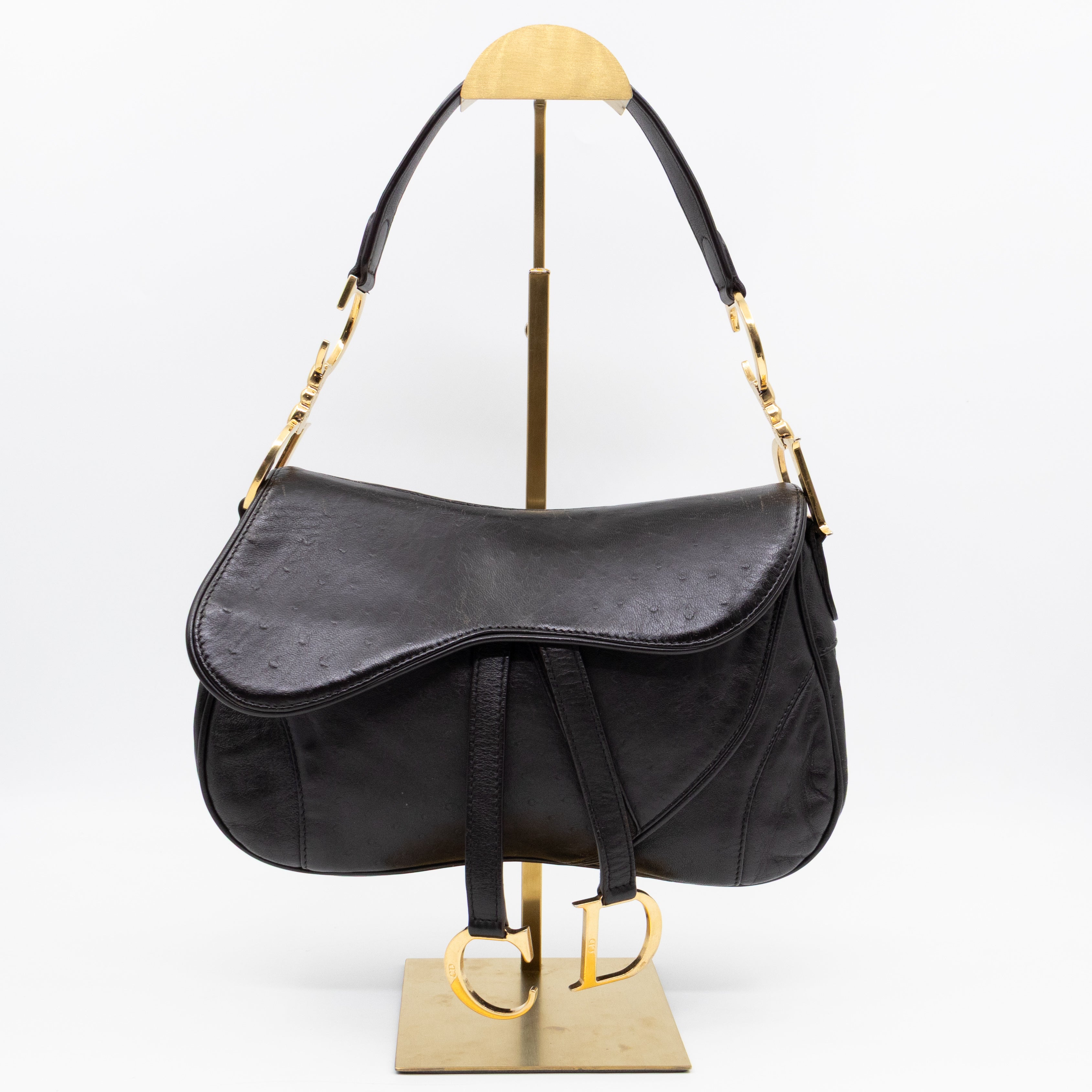 Double Saddle Bag Dark Brown Leather