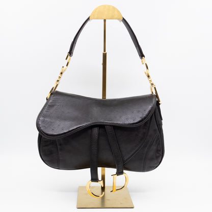 Double Saddle Bag Dark Brown Leather