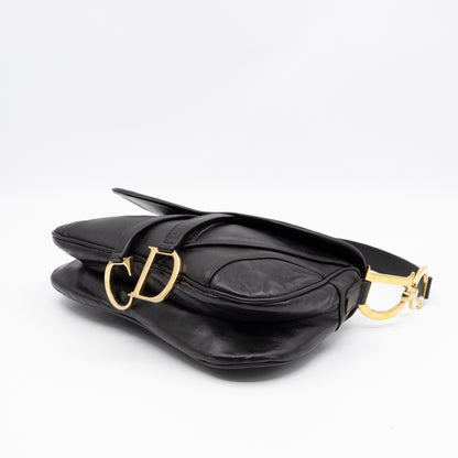 Double Saddle Bag Dark Brown Leather