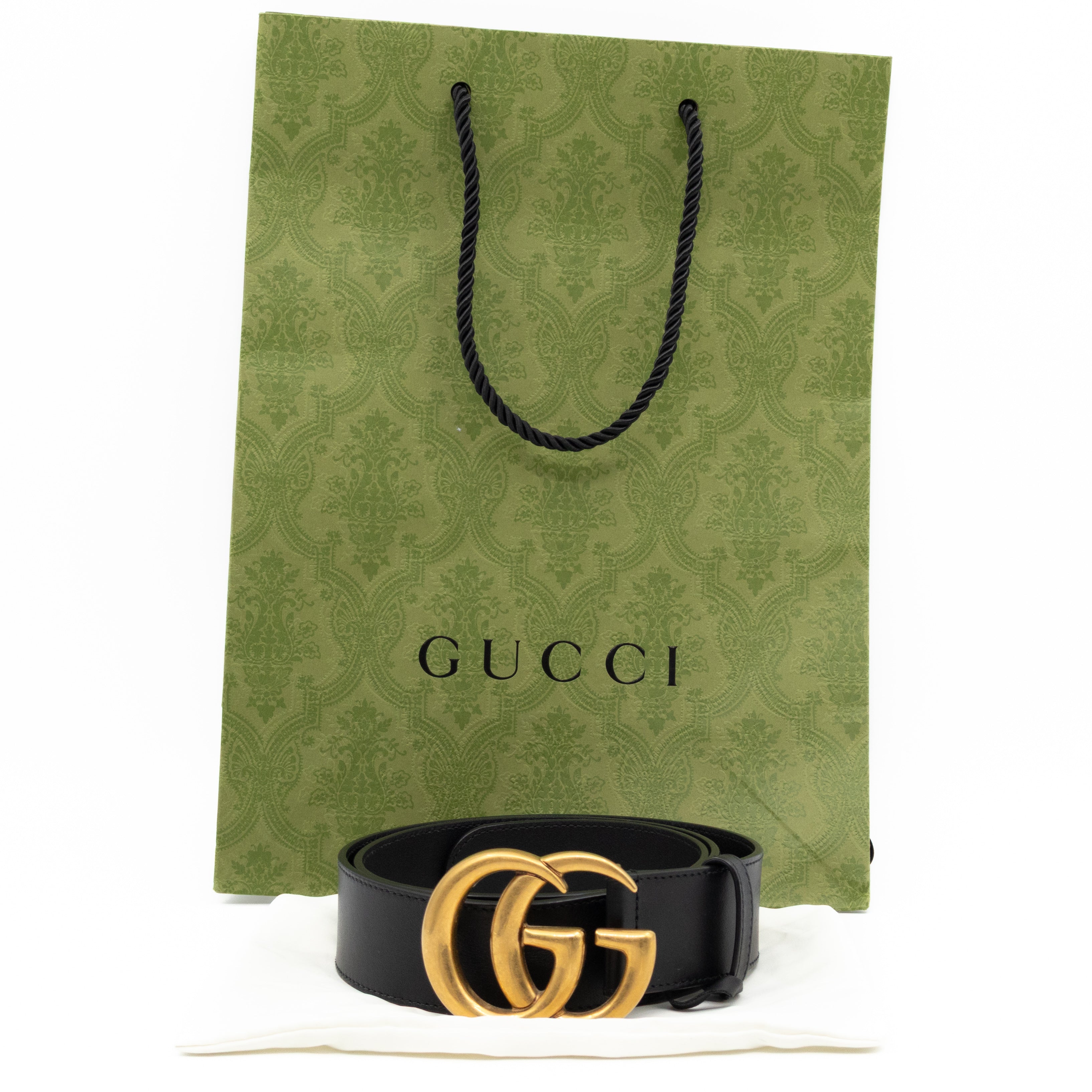 GG Marmont Wide Black Leather Belt 90/36