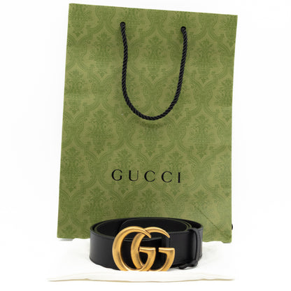 GG Marmont Wide Black Leather Belt 90/36