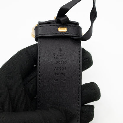 GG Marmont Wide Black Leather Belt 90/36