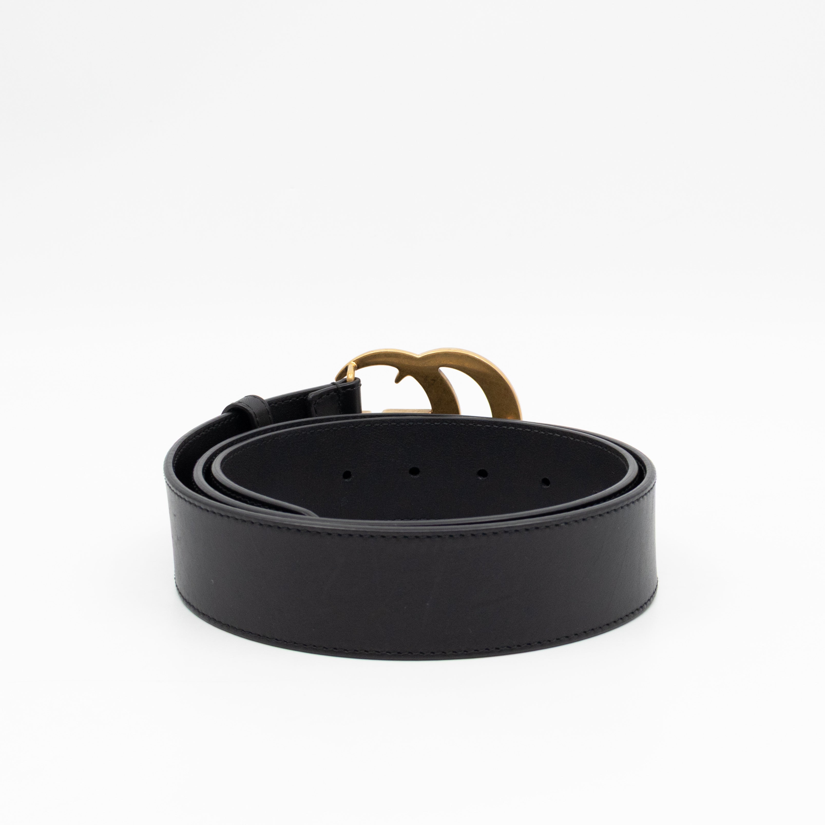 GG Marmont Wide Black Leather Belt 90/36