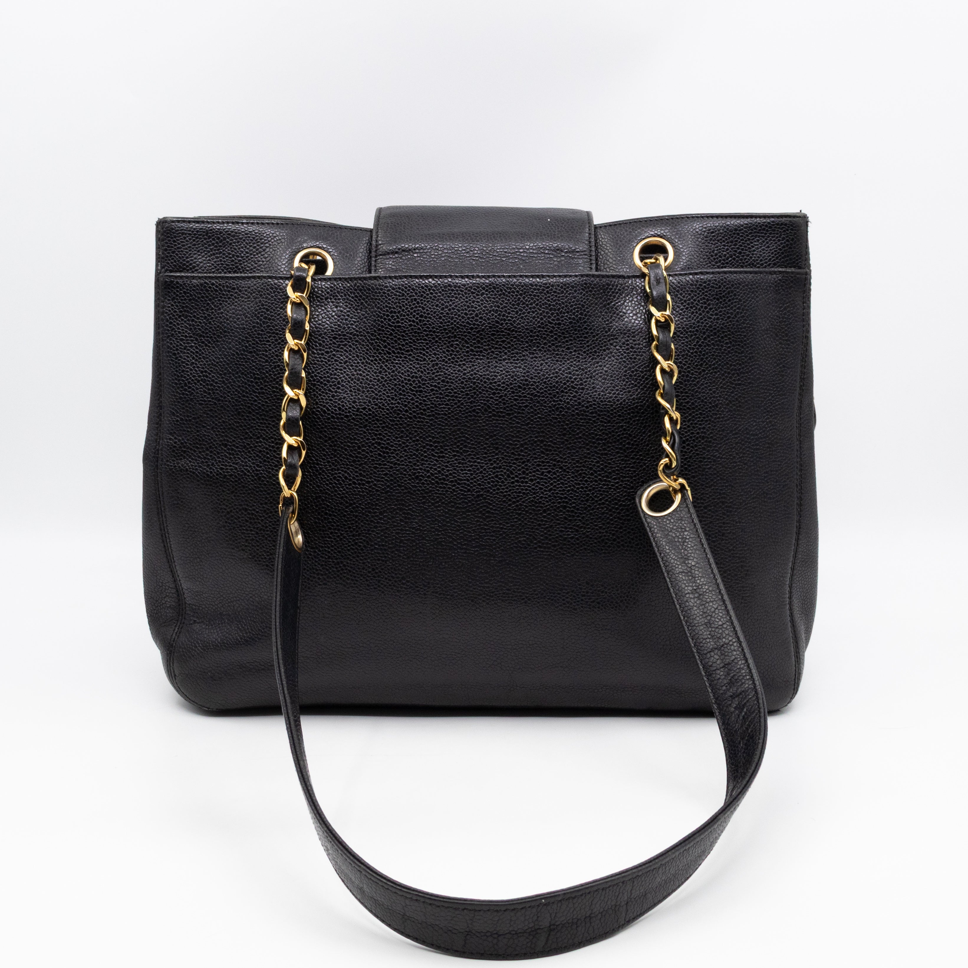 Vintage CC Flap Tote Black Caviar