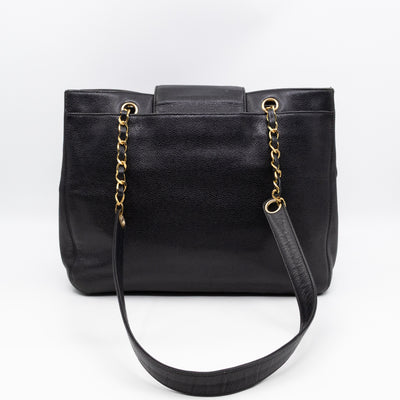 Vintage CC Flap Tote Black Caviar