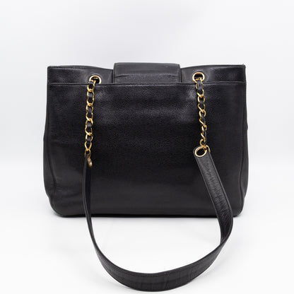 Vintage CC Flap Tote Black Caviar