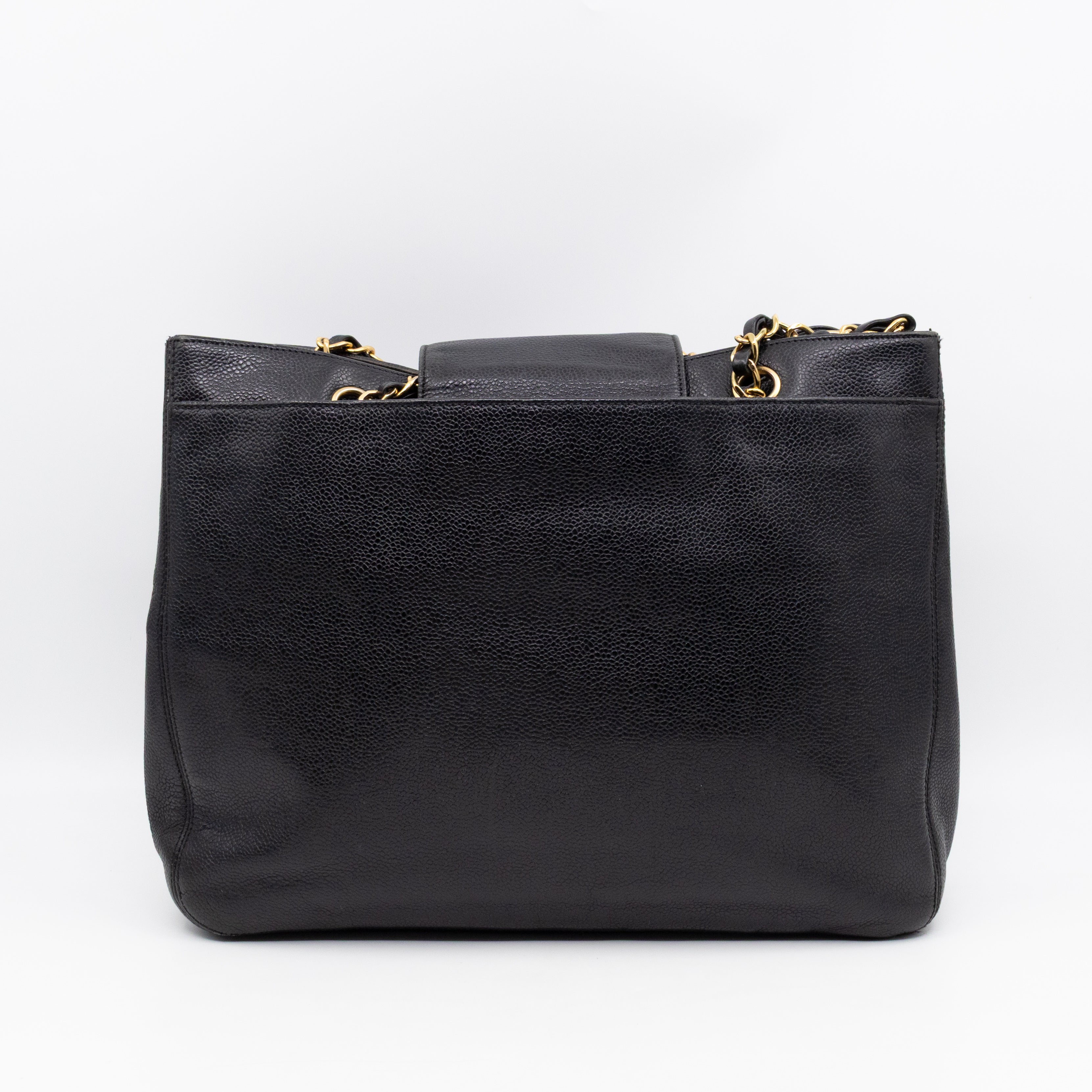 Vintage CC Flap Tote Black Caviar