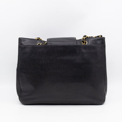 Vintage CC Flap Tote Black Caviar
