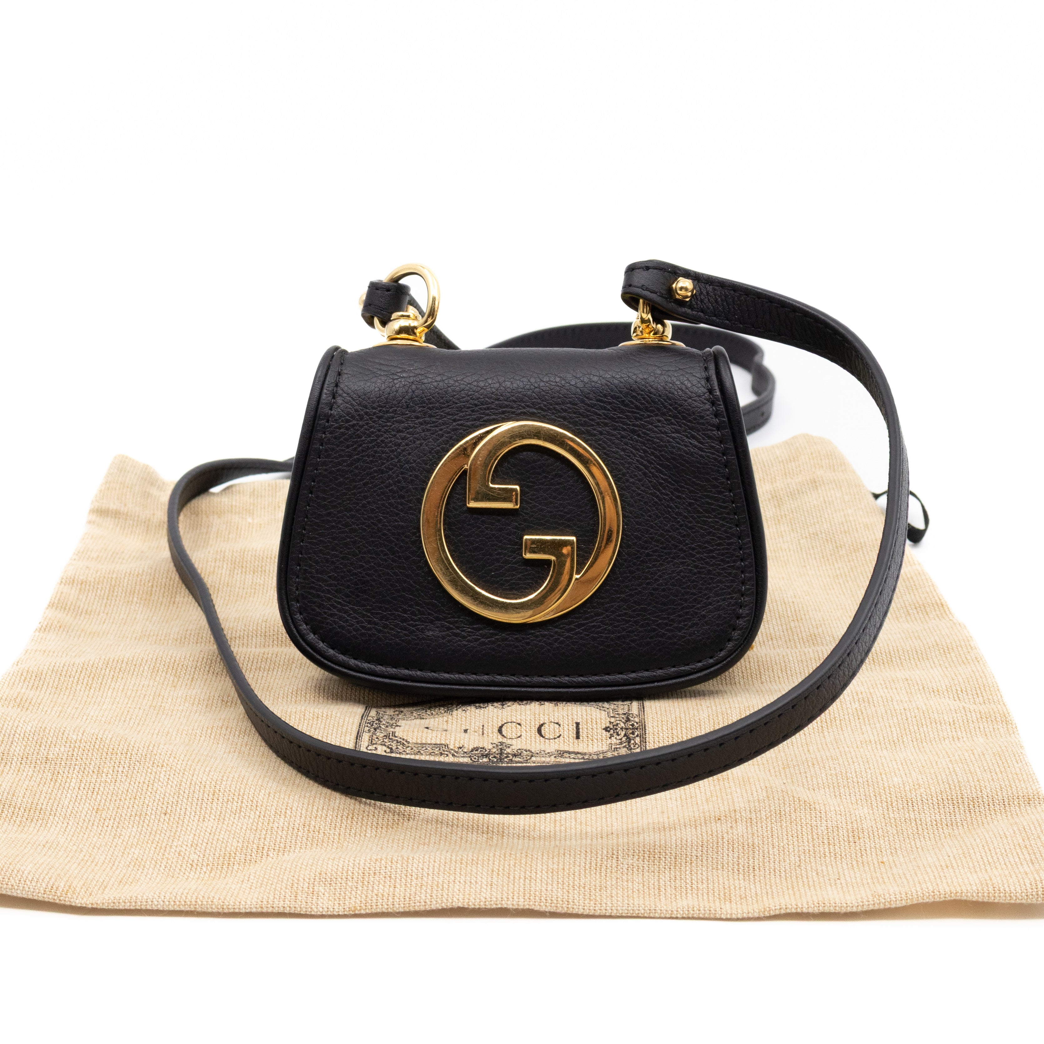 Blondie Card Case On Strap Black Leather