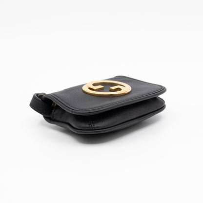 Blondie Card Case On Strap Black Leather