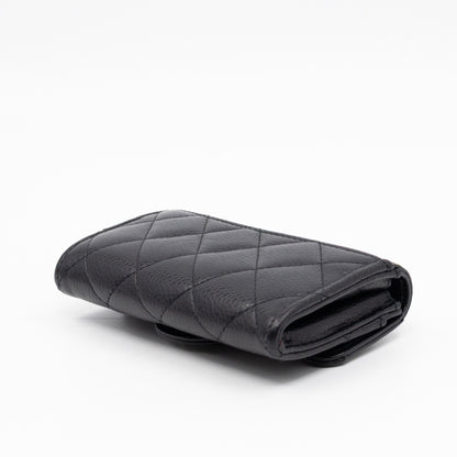 Classic Flap Card Wallet Black Caviar Leather