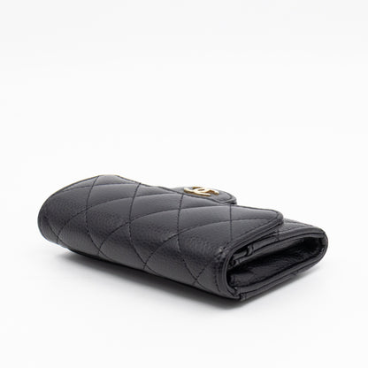 Classic Flap Card Wallet Black Caviar Leather