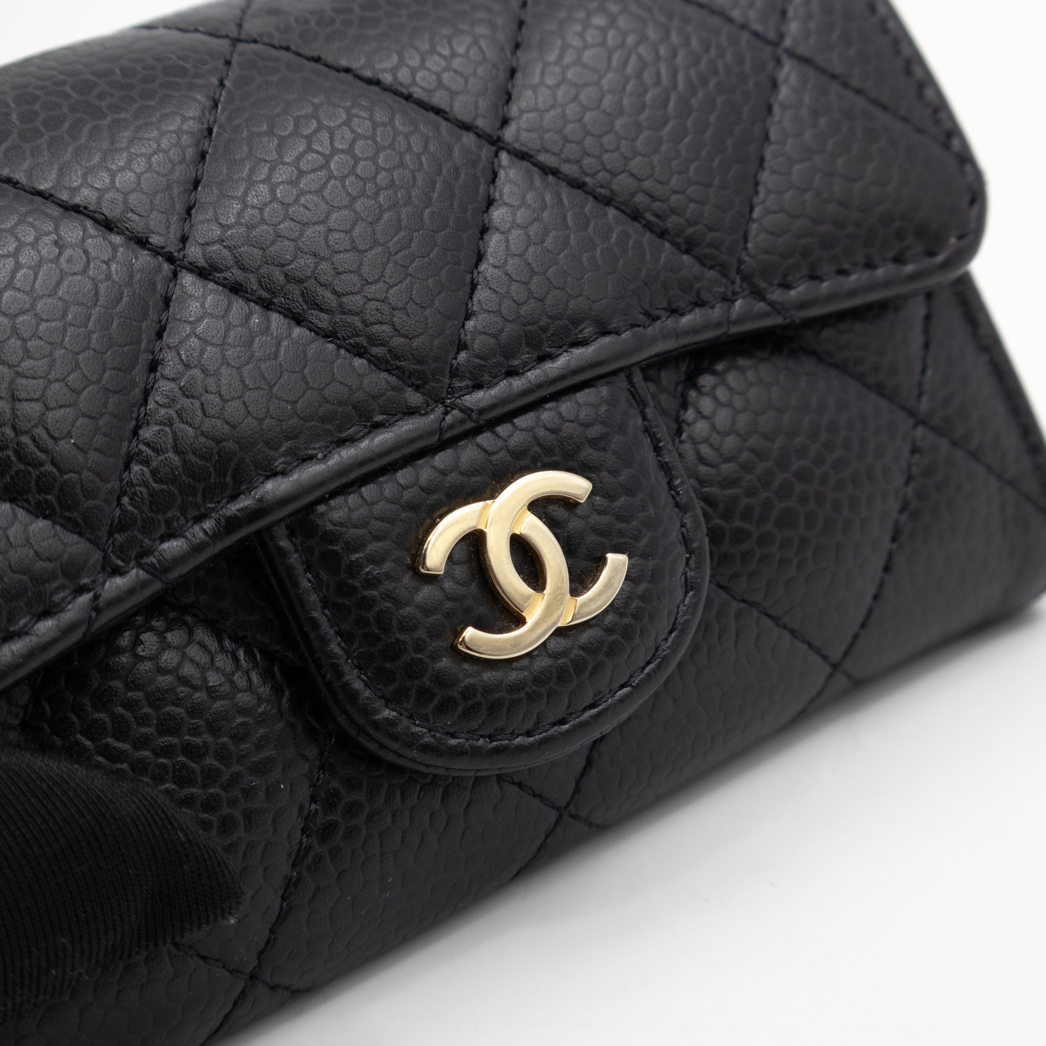 Classic Flap Card Wallet Black Caviar Leather
