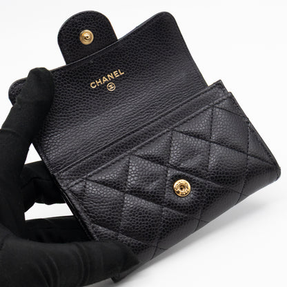 Classic Flap Card Wallet Black Caviar Leather