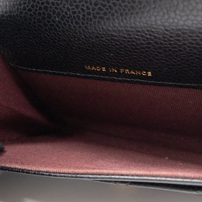 Classic Flap Card Wallet Black Caviar Leather