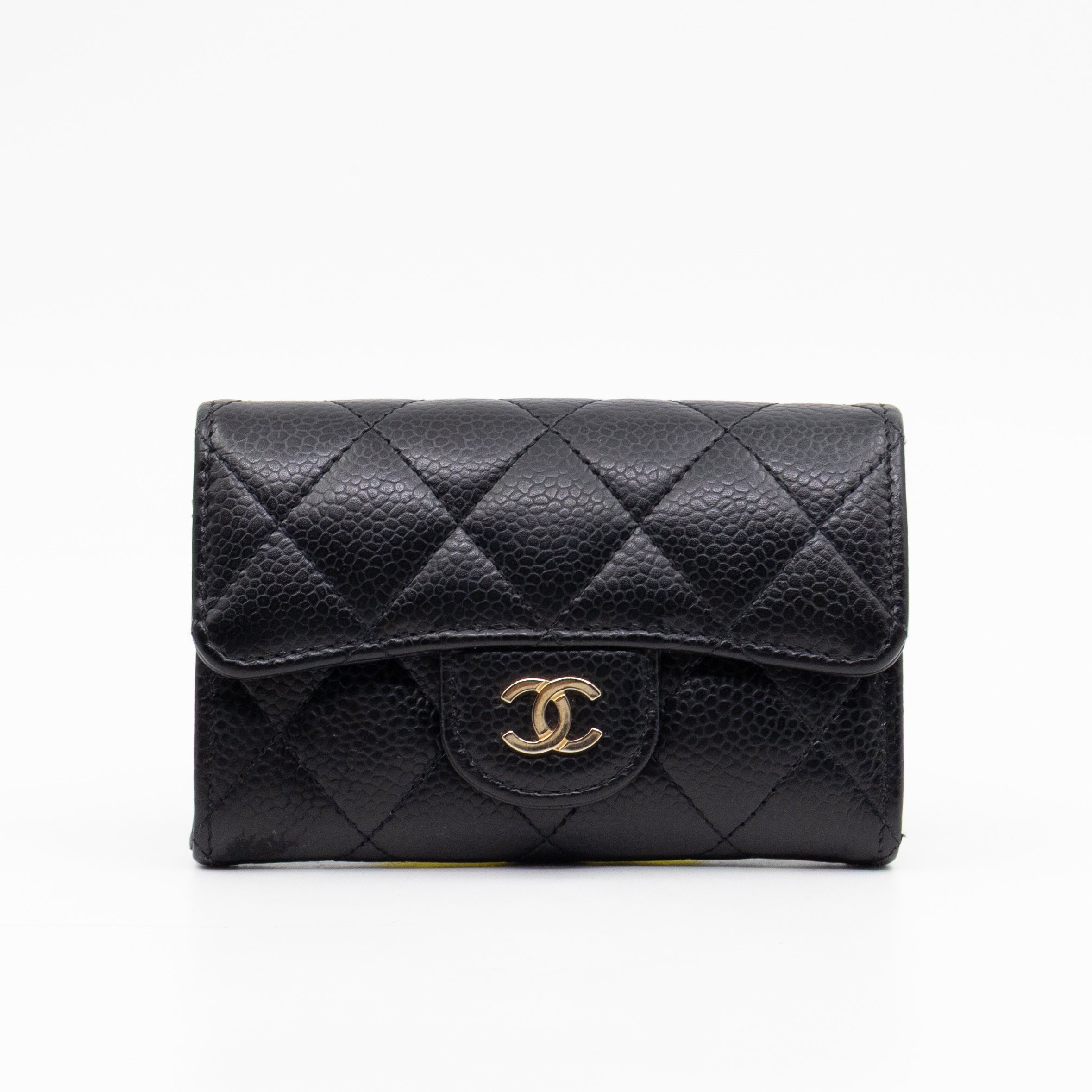 Classic Flap Card Wallet Black Caviar Leather