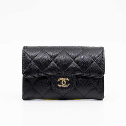 Classic Flap Card Wallet Black Caviar Leather