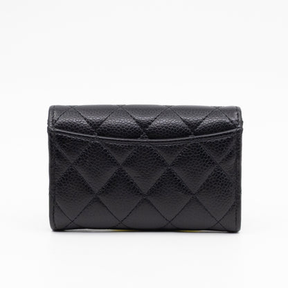 Classic Flap Card Wallet Black Caviar Leather