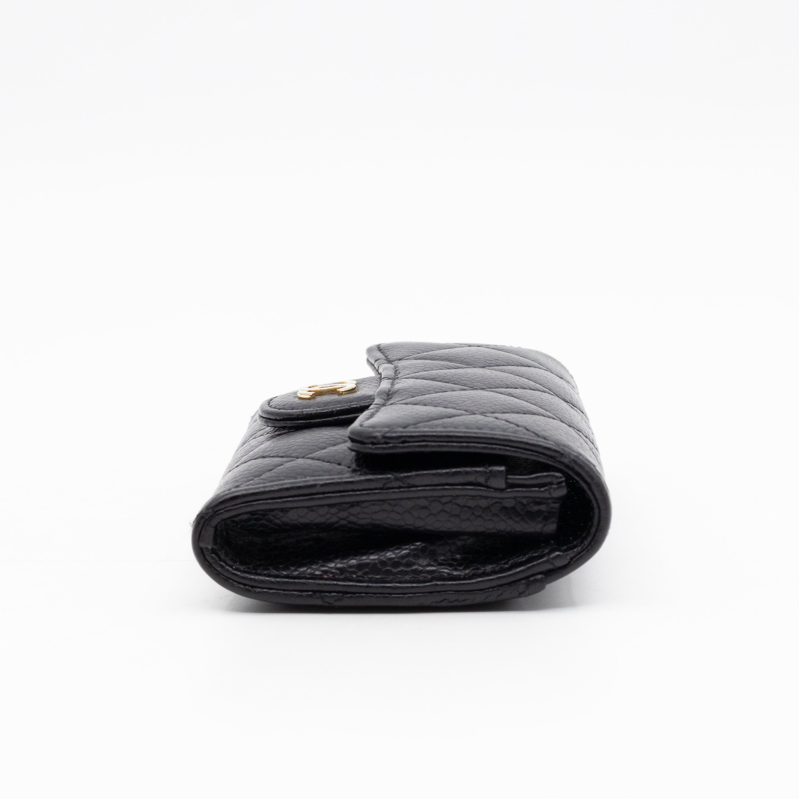 Classic Flap Card Wallet Black Caviar Leather