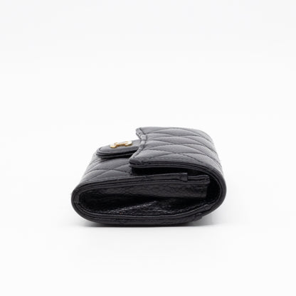 Classic Flap Card Wallet Black Caviar Leather