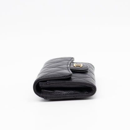 Classic Flap Card Wallet Black Caviar Leather