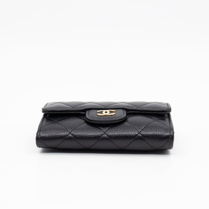 Classic Flap Card Wallet Black Caviar Leather