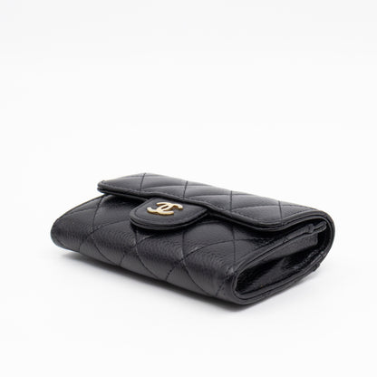 Classic Flap Card Wallet Black Caviar Leather