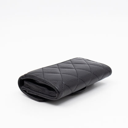 Classic Flap Card Wallet Black Caviar Leather