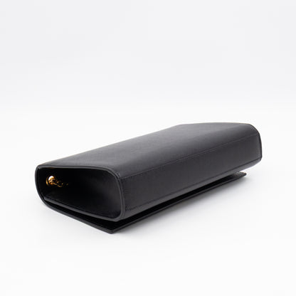 Kate Medium Black Grained Leather Gold
