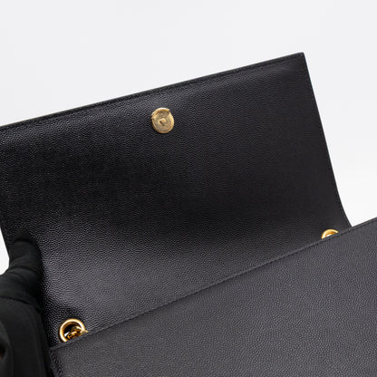 Kate Medium Black Grained Leather Gold