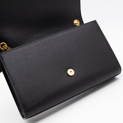 Kate Medium Black Grained Leather Gold