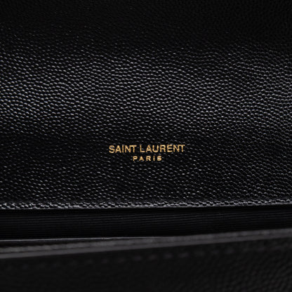Kate Medium Black Grained Leather Gold
