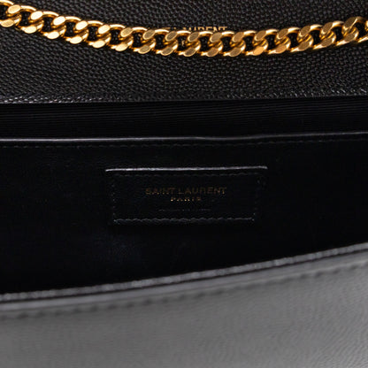 Kate Medium Black Grained Leather Gold