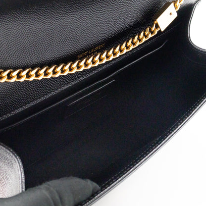 Kate Medium Black Grained Leather Gold