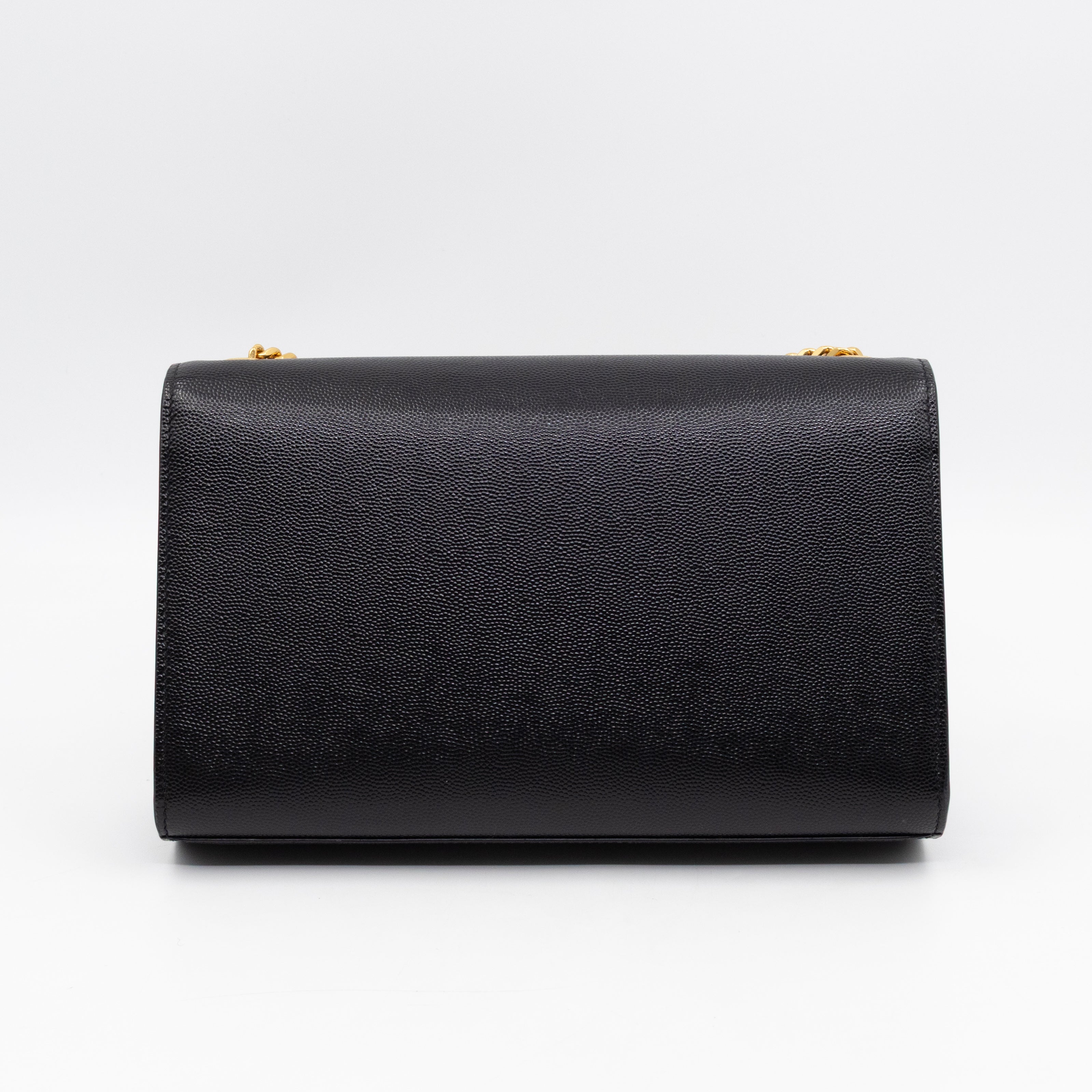Kate Medium Black Grained Leather Gold